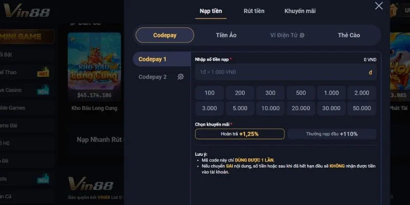 Nạp rút tiền tự động trong 1 phút