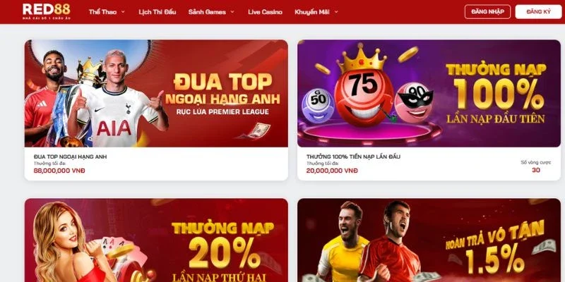 Ưu đãi và phần thưởng siêu hot từ RED88
